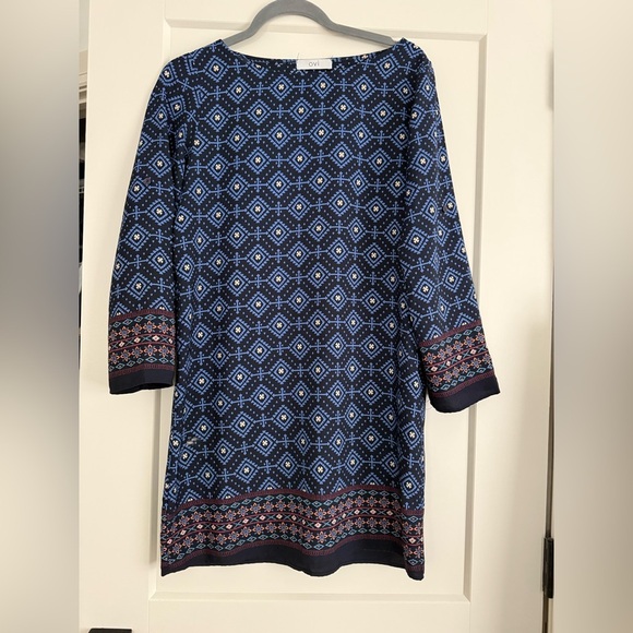 OVI Blue Geometric Pattern Dress - Picture 1 of 2